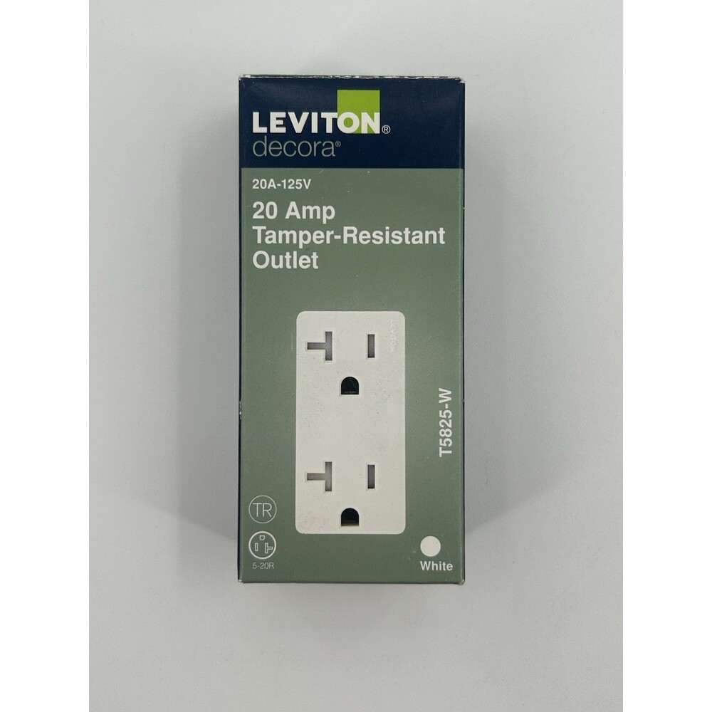 Leviton Decora 20 Amp Tamper-Resistant Outlets 125V White T5825-W Fast Shipping